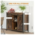 thumbnail image 4 of Rustic Brown Buffet Cabinet with Barn Doors - Industrial Sideboard Storage for Dining Room, Adjustable Shelves, TV Console, 35.5" W, 4 of 9