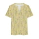 thumbnail image 3 of Camisetas Casuales de las Mujeres Largo Casual Impreso Cuello Redondo Suelto Top, Camiseta de Verano de Manga Corta, 3 of 4