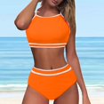 thumbnail image 2 of Huowey 2PCS Swimsuit For Women Tops High Waisted Bikini Sets Sporty Color Block Bathing Suit Beach Vacation Swim Wear Honeymoon Cruise Trendy Wear, 2 of 9