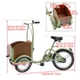 thumbnail image 3 of Tricycle Three wheel bike Trike, 16 Inch Wheels with Front Wood Cargo Rack for Small Pet, Dog, Cat and Beginners, Beige/Green, 3 of 14