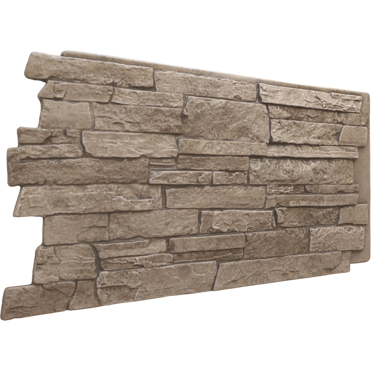 Ekena Millwork 49"W x 25 1/2"H x 1 1/4"D Acadia Ledge Stacked Stone, StoneWall Faux Stone Siding Panel, Soft Ash