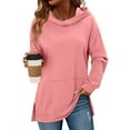 thumbnail image 3 of Otntypg Lightweight Hoodies for Women with Pockets Casual Split Hem Long Sleeve Hooded Pullover Sweatshirts Trendy Solid Color Basic Athletic Tunic Blouse Pink L, 3 of 10