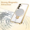 thumbnail image 2 of Dteck Magnetic Case for Samsung Galaxy S25 Ultra Compatible with MagSafe TPU+PC Clear Back Case with Camera Lens Protector Kickstand Anti-Scratch Shockproof Electroplated Cover,Gold, 2 of 8