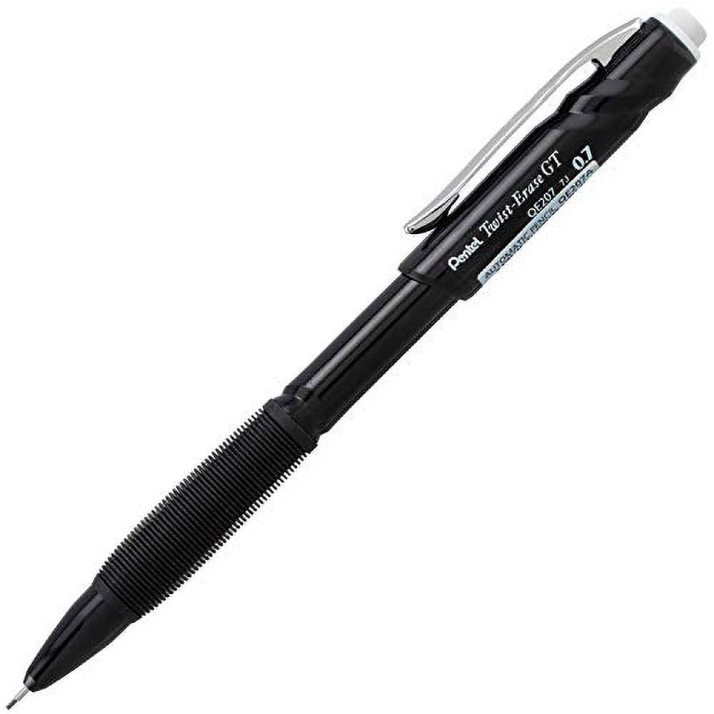 Pentel Twist-Erase GT, 0.7mm, Mechanical Pencil Transparent Black, Box of 12 (QE207A)