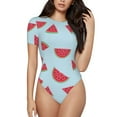 thumbnail image 2 of Goofa Watermelon Printed Women Rash Guard Short Sleeve,Tummy control Swimsuit Surfing Swimsuit Bathing Suit One Piece Swimsuit UPF 50-, 2 of 9