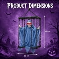 thumbnail image 5 of Halloween Hanging Cage Ghost Decoration, Animated Scary Skeleton with Chains & Red LED Eyes, Sound Activated Haunted House Prop for Porch Yard, 5 of 12