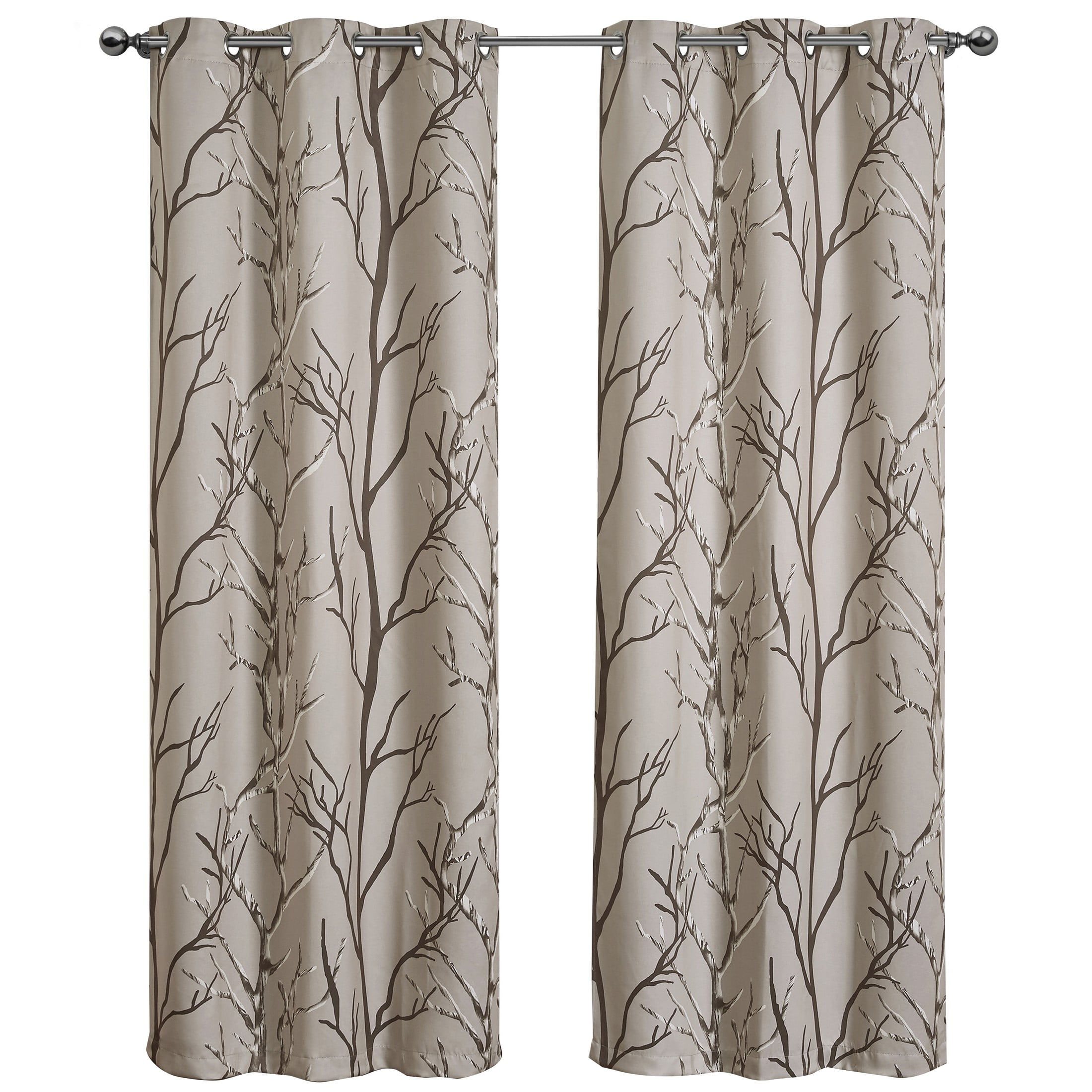 VCNY Home Kingdom Brown Branch Grommet Blackout Curtain, 40" x 84"