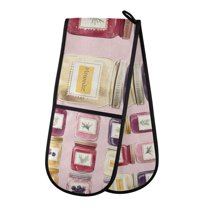 Yayeee Double Oven Mitt Kitchen Heat Resistant Baking 35" x7" Quilted Glove, Watercolor Jar