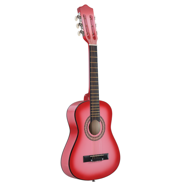 30in Acoustic Guitar with Pick, Strings, Capo, Gig Bag, Tuner and Shoulder Strap (Pink)