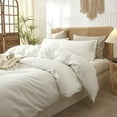 thumbnail image 3 of White Solid Color Washed Cotton Duvet Cover Plain Breathable Simple And Stylish Bedding Sets,Full Size, 3 of 4