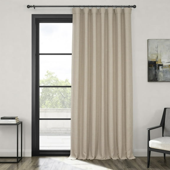 HPD Half Price Drapes Thatched Tan Extra Wide Faux Linen Room Darkening Curtains for Bedroom & Living Room Curtains (1 Panel), Door & Window Curtains 96 inches long, Extra Wide Curtains, 100W X 96L