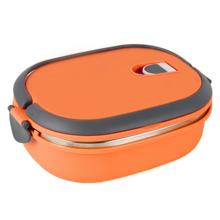 - Thermal Insulated Bento Stainless Steel Food Container Lunch Box (1 layer, Orange)