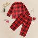 thumbnail image 3 of Pijamas navideños para niños, niñas y niños, con estampado de Papá Noel y cuadros, camisas de manga larga, pantalones, ropa de estar por casa, ropa de dormir, 1 a 5 años, 3 of 5