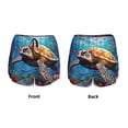 thumbnail image 3 of Balery Colorful Underwater Sea Turtle Pattern Women's Running Shorts with Liner 2 Pockets Elastic Workout Athletic Gym Yoga Shorts-Small, 3 of 7