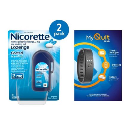 Nicorette Coated Nicotine Lozenge, 2 Mg, Ice Mint, 40 Ct + MyQuit Wellness Band