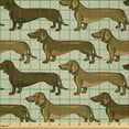thumbnail image 2 of Ambesonne Dachshund Fabric by the Yard Microfiber, Sausage Dog Lover Pattern, 1 Yard, Grey Yellow Chocolate, 2 of 2