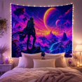 thumbnail image 2 of Astronaut on Cliff Over Alien Valley, Mysterious Digital Fantasy Style for Space Lovers, Cosmic Adventure Wall Art, Graduation Gift, Tapestry Wall Hanging for Bedroom and Dorm, 2 of 7