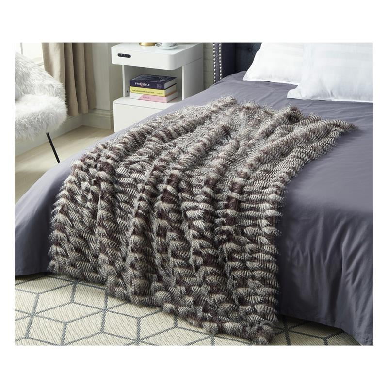 Posh Living Jade 50"x60" Faux Feather Fur Super Soft Fabric Throw in