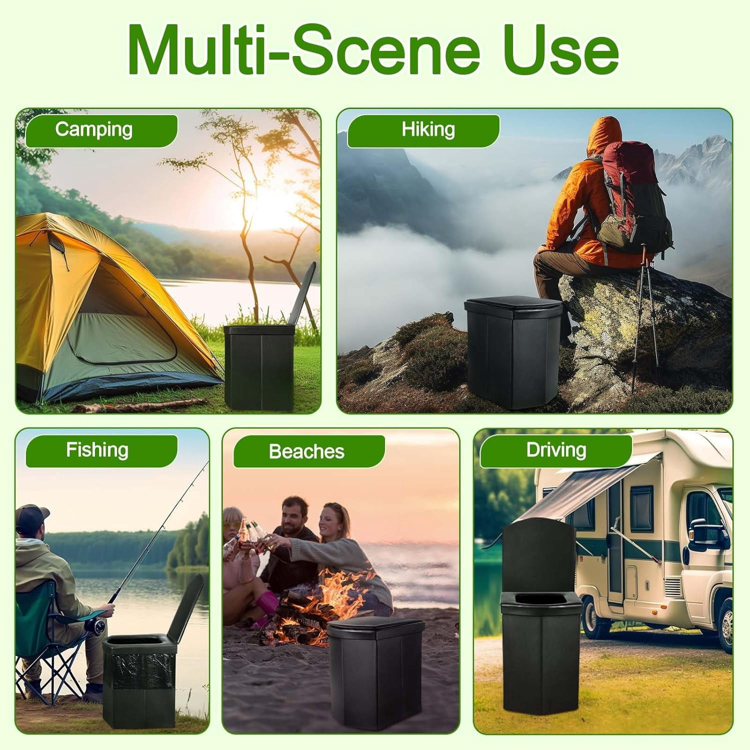 Portable Toilet for Adults, 16.5" XL Portable Toilet for Camping, Camping Toilet with Lid, Camp Toilet with Handbag,Portable Potty For Indoor, Outdoor, And Emergency Use