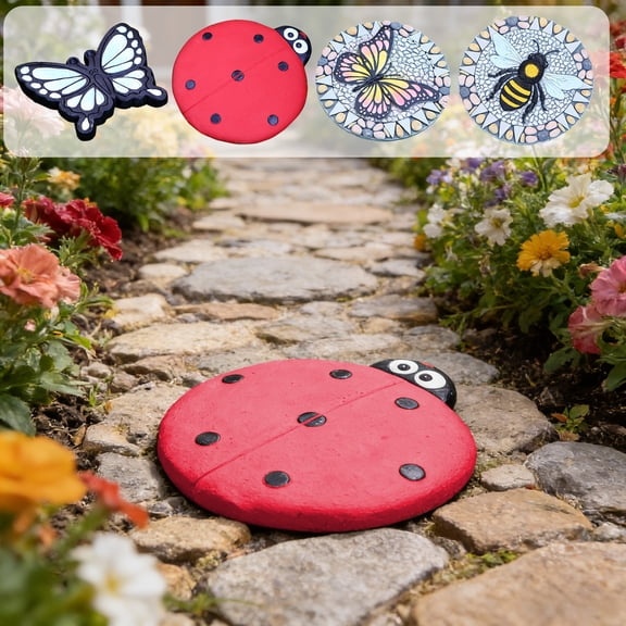 RBCKVXZ Riverstone Round Stepping Stone Resin Garden Stepping Stones Butterfly Outdoor Decorative Stones for Garden Lawn Walkway Pathway Decorations
