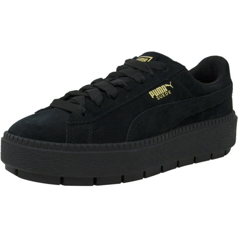 Puma Women s Platform Trace Black Suede Fashion Sneaker 8.5M