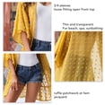thumbnail image 3 of Jacquard Beach Cover Up Sheer Ruffle Hem Color puro Mangas 3/4 Cover Up para mujer Verano, 3 of 5