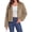 Khaki, variant on Women's Winter Faux Fur Coats Cropped Fuzzy Jacket Warm Open Front Outerwear Fashion Clothing