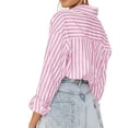 thumbnail image 4 of Long Sleeved Women's Blouses Striped Shirts Button Down Loose Fit Casual Tops, 4 of 5