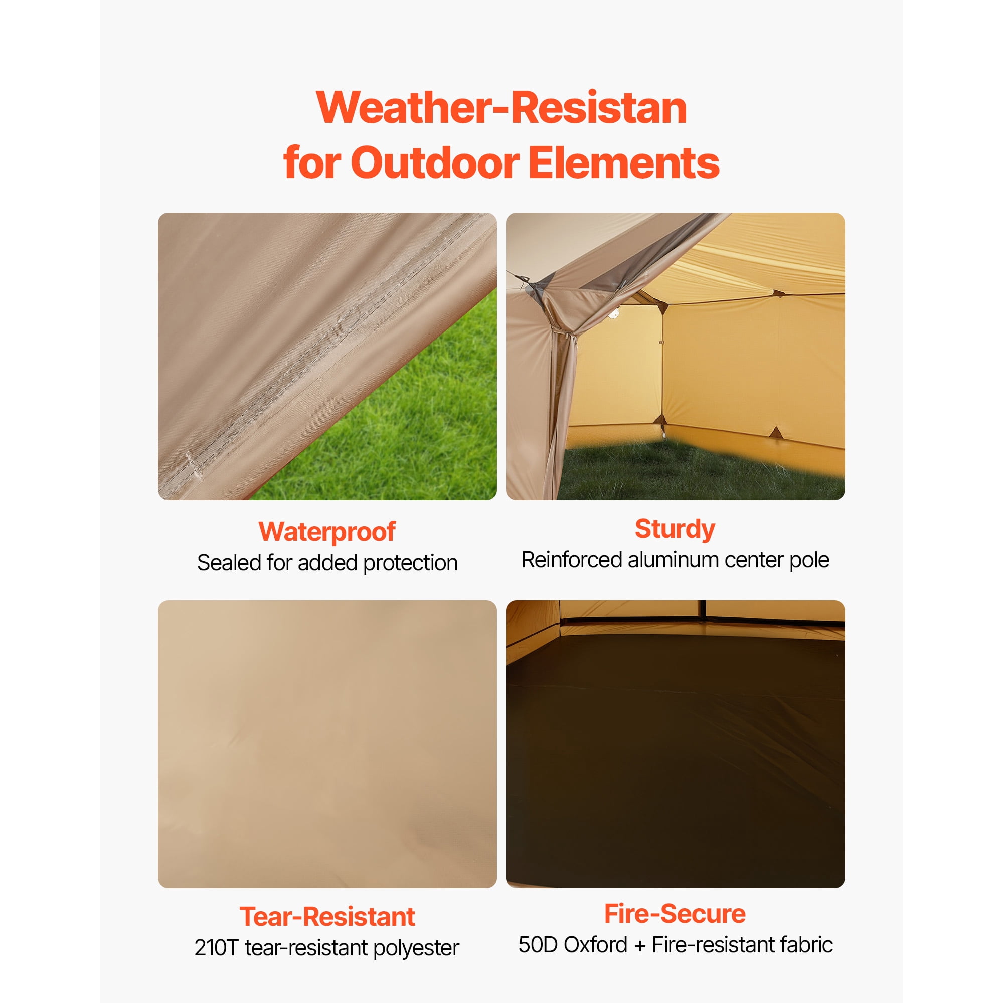 KFFKFF Camping Hot Tent for 2 People, Cabin Tent with Stove Jack, Waterproof Shelter with Vents, Lightweight 4-Season Tent for Outdoor Activities like Hiking, Fishing, Hunting, and Backpacking
