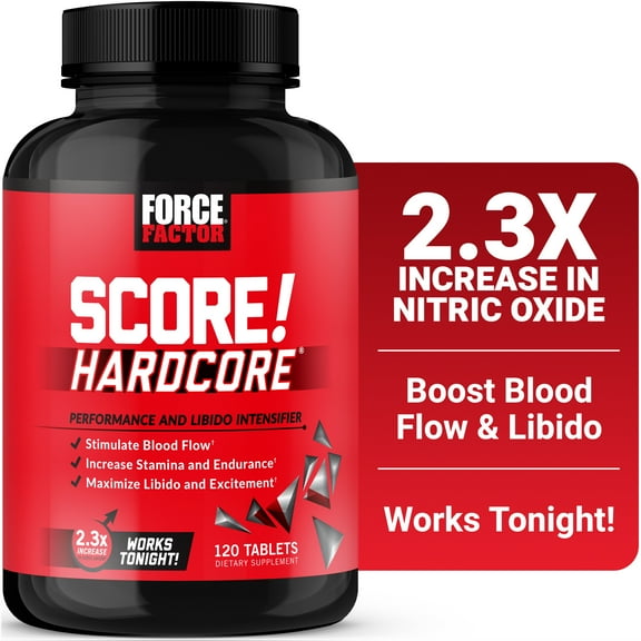 Force Factor SCORE! Hardcore, Nitric Oxide Booster for Men with L-Citrulline, Horny Goat Weed & Tongkat Ali to Boost Libido & Stamina, 120 Tablets