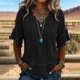 thumbnail image 4 of CQXIDFH Under $20 Women's Summer Linen Blend Top, Short Sleeve Solid Color Loose Fit Casual Blouse Business Dressy Casual 2026 Vacation Fashion Clothing Black T-shirt, M, 4 of 8
