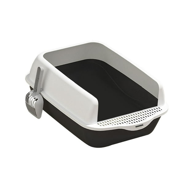 Cat Litter Tray Cat Litter Box Anti Splashing Sturdy with High Side Large Tall Black