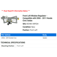 thumbnail image 2 of Front Left Window Regulator - Compatible with 2006 - 2011 Honda Civic Sedan 2007 2008 2009 2010, 2 of 2