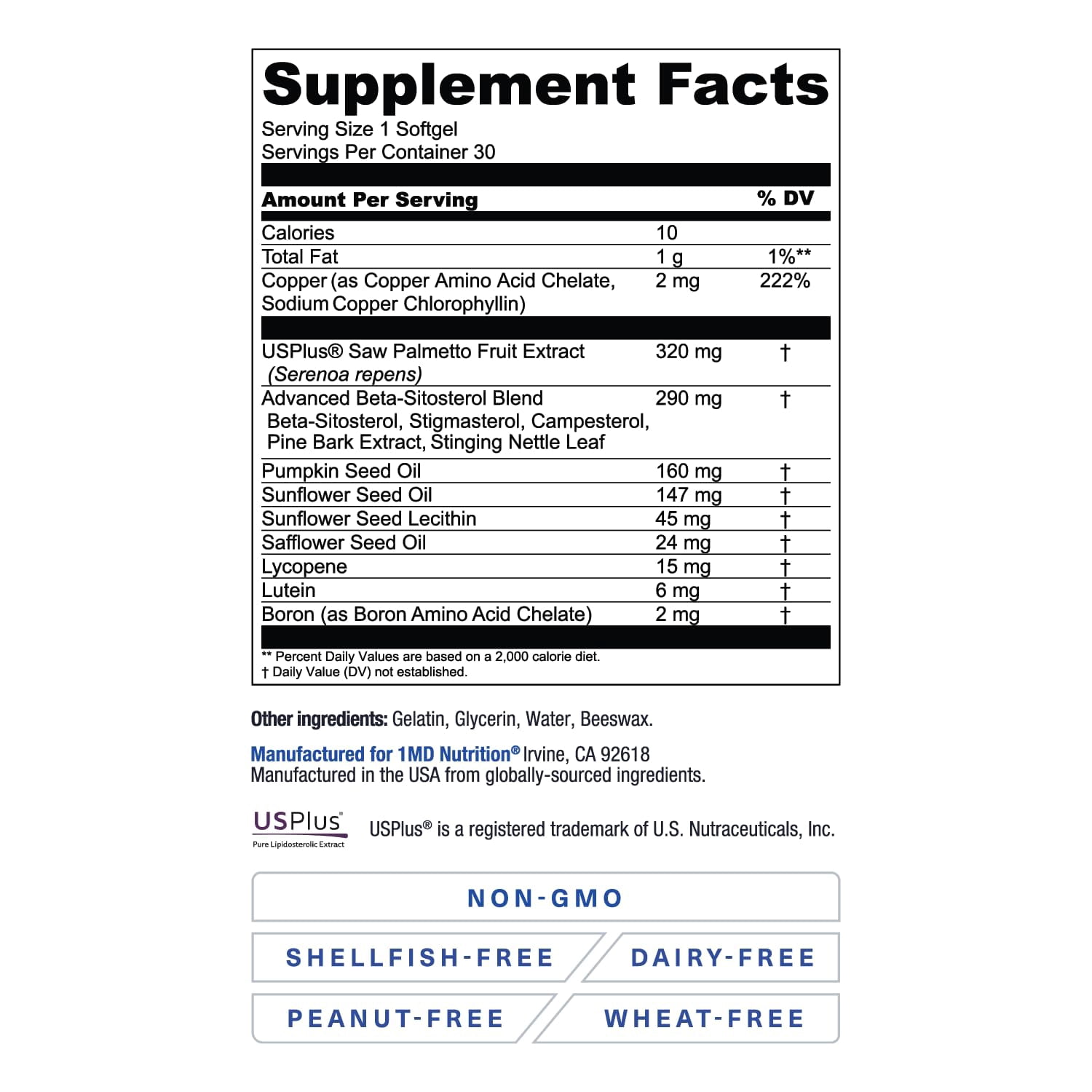 1MD Nutrition ProstateMD Saw Palmetto Prostate Support Supplement - Support for Urinary Tract and Frequent Bathroom Urges | 30 Day Supply