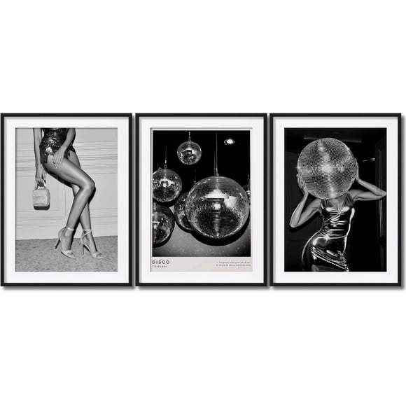 Affiche Murale Vogue 3 Pcs, Déco Murale Noir et Blanc Impressions Modernes Typographie Mode et Photographie Encadrée, Affiche Minimaliste Image pour Salon, Chambre, Salle d'Habillage, Déco de Bar 12 Pouces*18 Pouces