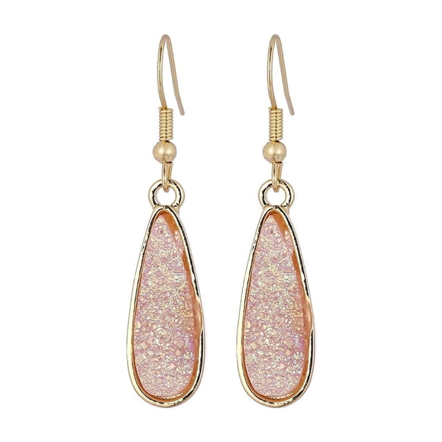 Pendientes europeos y americanos de moda, sencillos, de resina, con forma de diente de cristal, con personalidad, dulces y largos pendientes de gota de agua