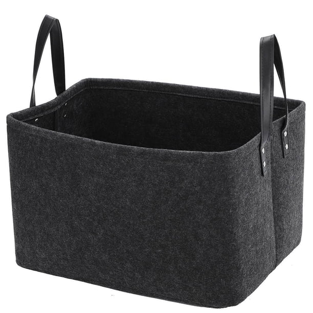 Naiovety Cesta de almacenamiento plegable de fieltro Natural caja de lavandería portátil de mano juguetes de gran capacidad libros organizador de Almacenamiento y organización del hogar negro Naiovety HA001884-02