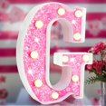 thumbnail image 1 of Lamp Elnsivo, luz LED con purpurina, letras del alfabeto, color rosa, 1 of 6