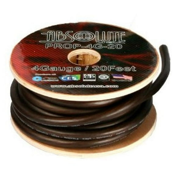 Absolute PROP4G50BK Pro Series 50 Feet 4-Gauge Power / Ground Cable Pro Series Black 50 Feet 4 Gauge Ultra Flexible Power/Ground Battery Amp 12V Cable Wire for Auto, Car, Inverter, RV, Solar, Marine