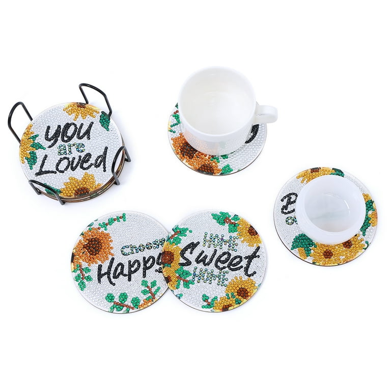 Sunflower Diamond Painting Coasters Kits With Holder Diy - Temu Australia