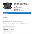 thumbnail image 2 of Steel Wheel - Black - 17 Inch - Compatible with 2008 - 2014 Dodge Avenger 2009 2010 2011 2012 2013, 2 of 2