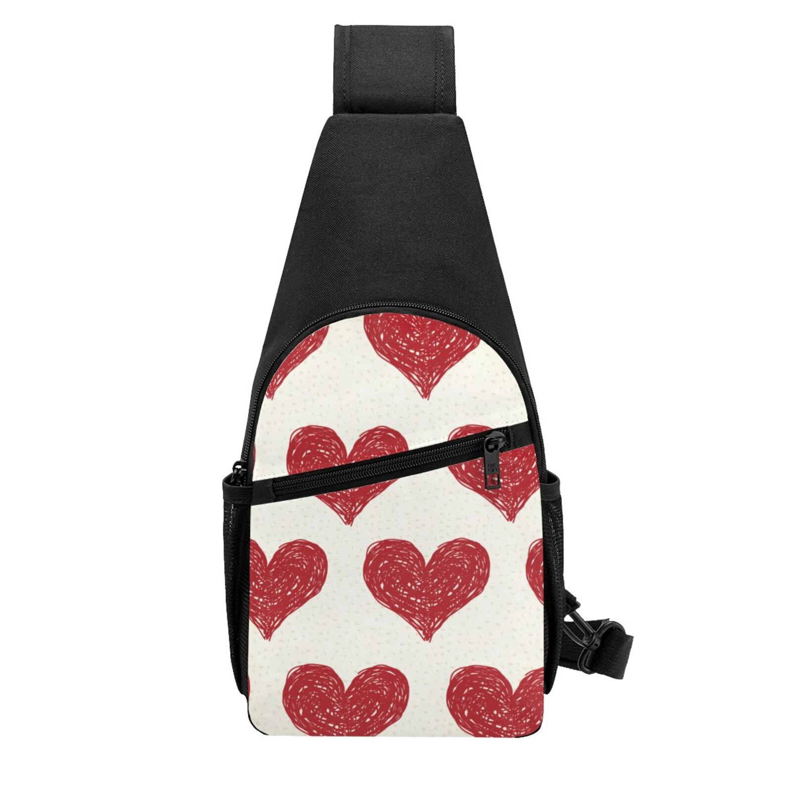 Xecao's Love Print Sling Bag: A Versatile Chest, Shoulder, and Crossbody Backpack for Casual Days Out, Perfect for Both Men and Women