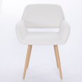 thumbnail image 6 of Teddy Fabric Accent Dining Chair with KD Backrest and Wooden Legs, Modern Upholstered Leisure Sofa Chair for Kitchen, Dining Room, Bedroom, Office, White, 6 of 8