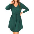 thumbnail image 3 of Txlixc Vestido casual de primavera para mujeres, botón de cuello V de color sólido Txlixc moda, 3 of 8