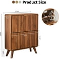 thumbnail image 2 of RARZOE Set of 2 Fluted Shoe Storage Cabinets for Entryway, Narrow Curved Shoe Cabinet with 2 Flip Drawers, Freestanding Wood Hidden Shoe Organizer Closed Shoe Rack Cabinet for Foyer,Hallway (Walnut), 2 of 18