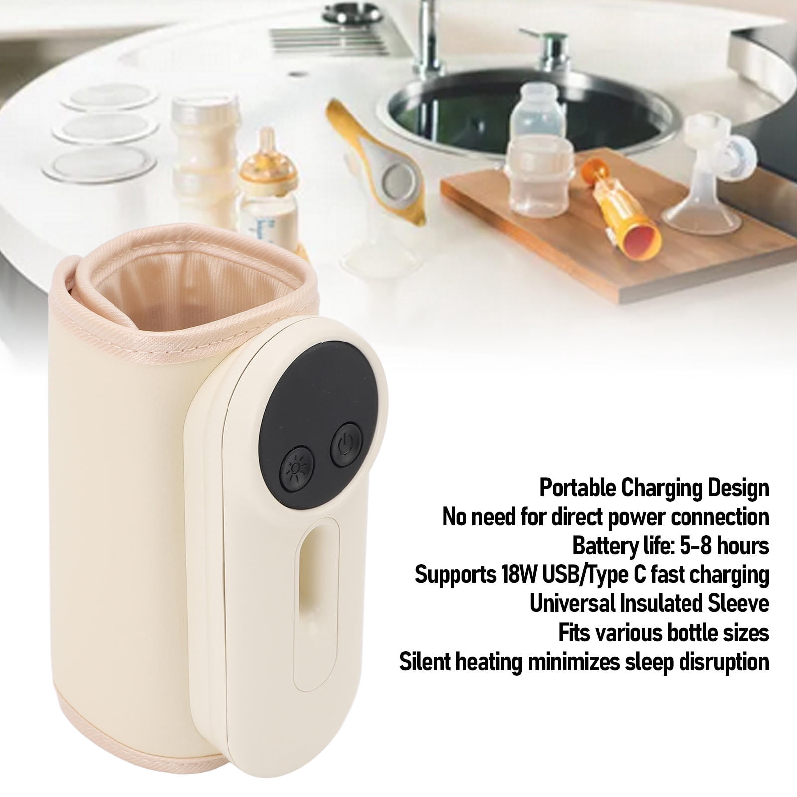 Yajisi Portable Baby Bottle Warmer, 8000mAh Rechargeable USB Bottle Heater for Travel & Outdoor, 5.9x3.9x3.1in