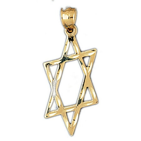14K Yellow Gold Star of David Pendant - 31 mm
