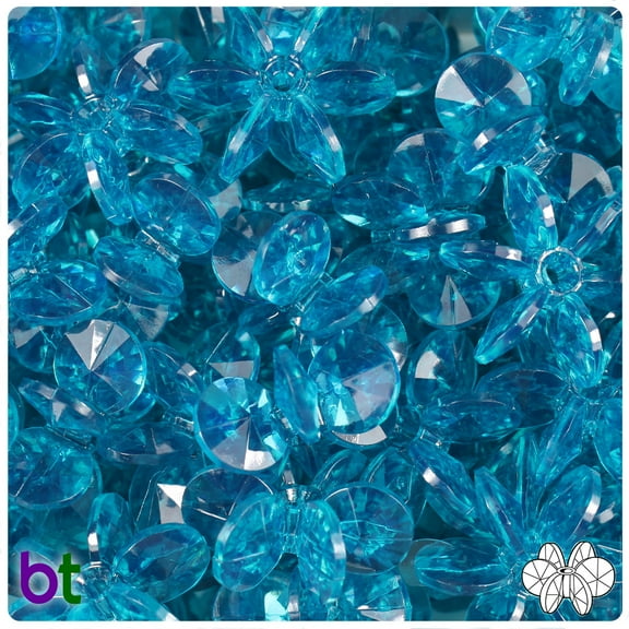 BeadTin Teal Transparent 25mm SunBurst Craft Beads (80pcs)