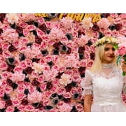 Handmade Roll-Up Fabric Flower Wall, Artificial Flower Wall Backdrop Panels 1.15ftx1.15ft Rose Wedding Backdrop 3D Flower Wall Backdrop for Party Baby Shower Bridal Wedding Background Decor