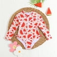 thumbnail image 2 of Baby Swimsuit Girl Kids Toddler Girls Long Sleeve Watermelon Prints One Piece Swimwear Zipper Beach Swimsuit Bathing Suits for Girls Red 4 Years-5 Years, 2 of 6